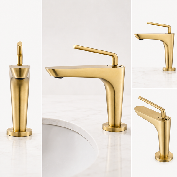 BASSINO Premium Short Basin Mixer Faucet (Hot & Cold)| Luxury Finish – 5 Years Warranty Brushed Gold
