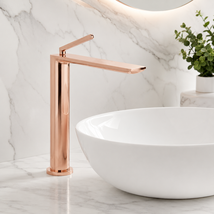 BASSINO AQVA Premium Long Body Basin Faucet Mixer | 3 Years Warranty Rose gold