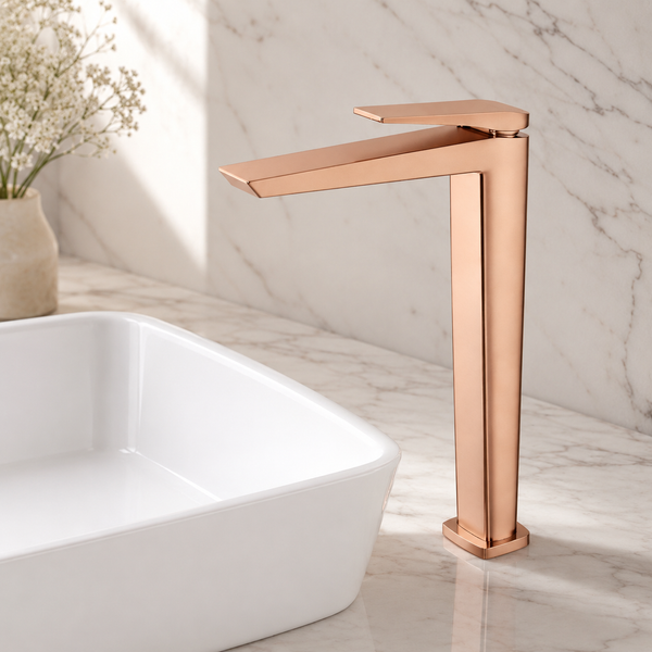 BASSINO NEXO Long Body Modern Basin Faucet | 3 Years Warranty Rose gold