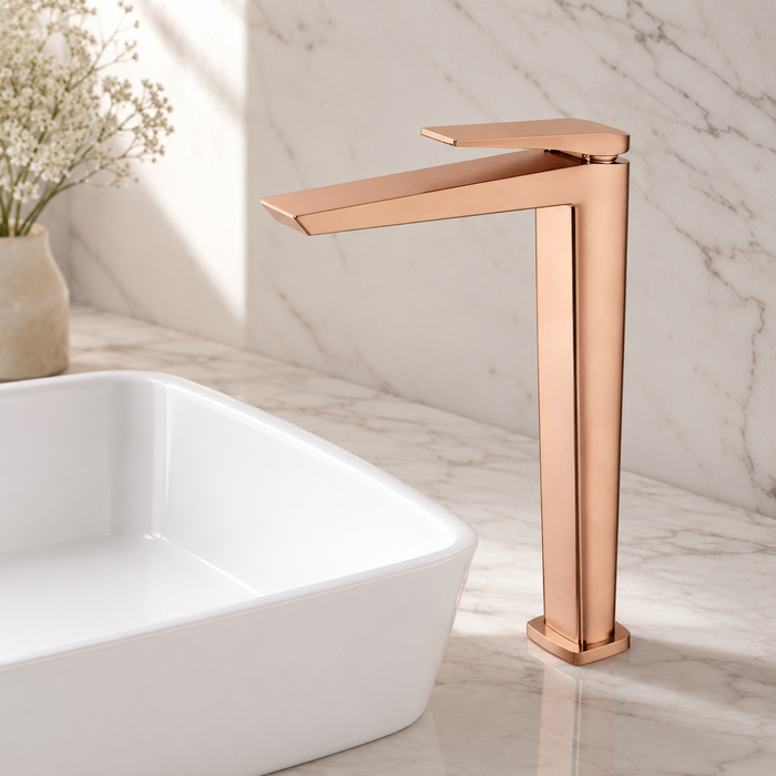 BASSINO NEXO Long Body Modern Basin Faucet | 3 Years Warranty Rose gold