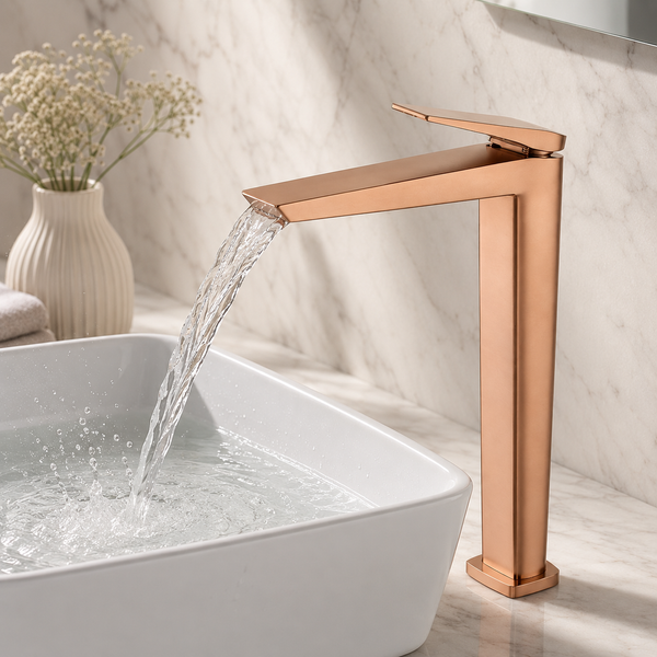 BASSINO NEXO Long Body Modern Basin Faucet | 3 Years Warranty Rose gold