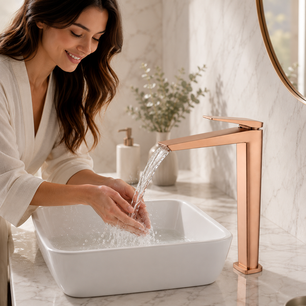 BASSINO NEXO Long Body Modern Basin Faucet | 3 Years Warranty Rose gold
