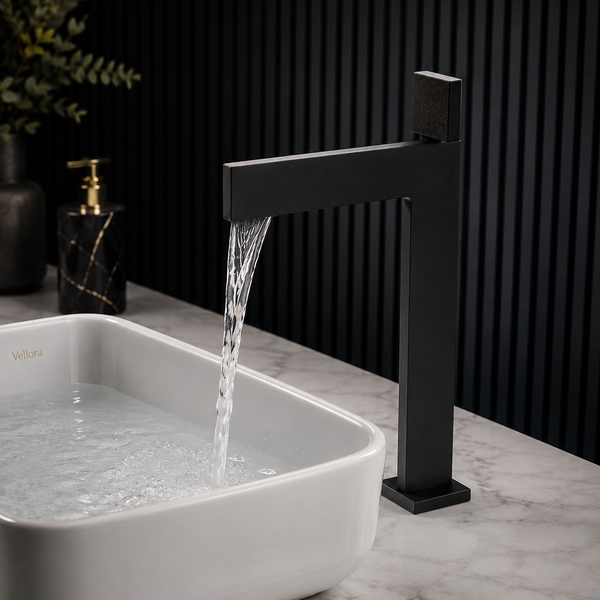 BASSINO TEE Long Body Contemporary Style Basin Faucet | 3 Years Warranty Black