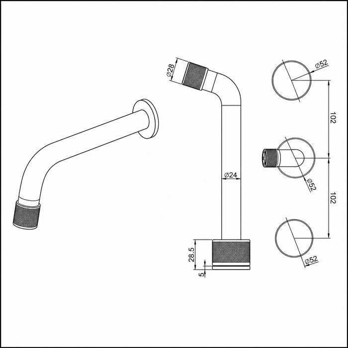 BASSINO Wall Mount Basin Mixer Tap with Dual Knobs – Brass Body | Premium Bathroom Faucet 5 Years Warranty Gun Grey