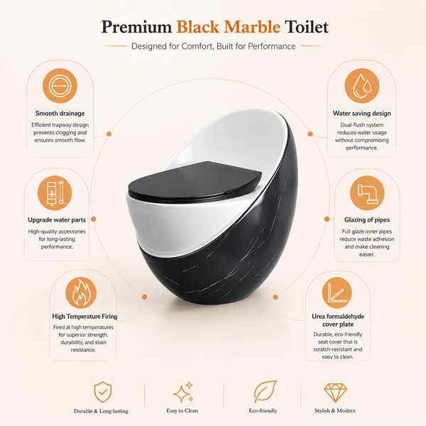 Luxury Imported One-Piece Western Toilet | Glossy + Matte Designer WC | Approx. 26 × 19 × 25 Inches Black