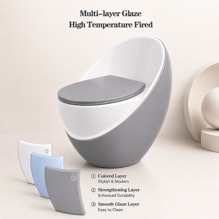 Luxury Imported One-Piece Western Toilet | Glossy + Matte Designer WC | Approx. 26 × 19 × 25 Inches Grey
