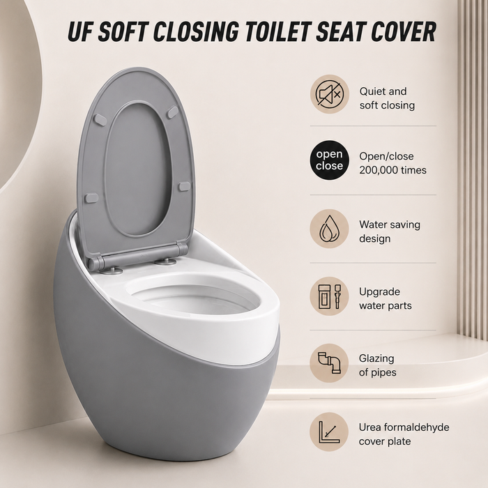 Luxury Imported One-Piece Western Toilet | Glossy + Matte Designer WC | Approx. 26 × 19 × 25 Inches Grey