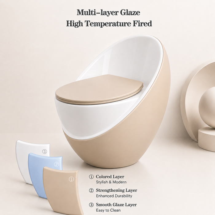 Luxury Imported One-Piece Western Toilet | Glossy + Matte Designer WC | Approx. 26 × 19 × 25 Inches Beige