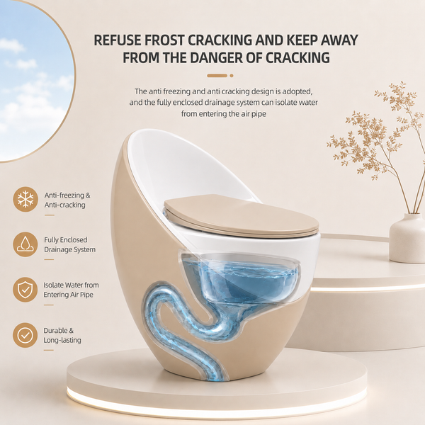 Luxury Imported One-Piece Western Toilet | Glossy + Matte Designer WC | Approx. 26 × 19 × 25 Inches Beige