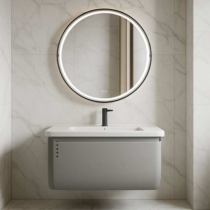 Bathroom Vanity with Sensor LED Drawer Cabinet & LED Animated Mirror (Defogger) 800mm