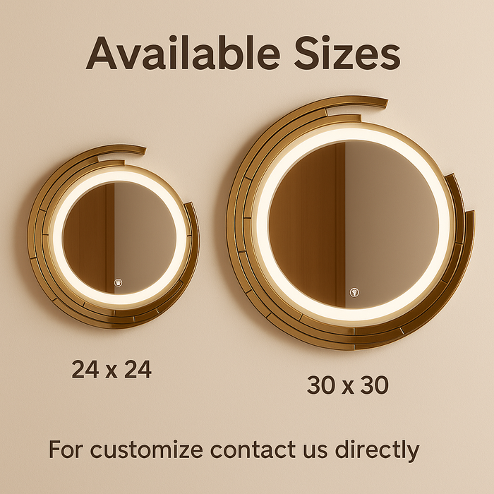 LED Round Bathroom Glass Wall Mount Mirror With 3 Lighting Options (Warm, White, Natural White)