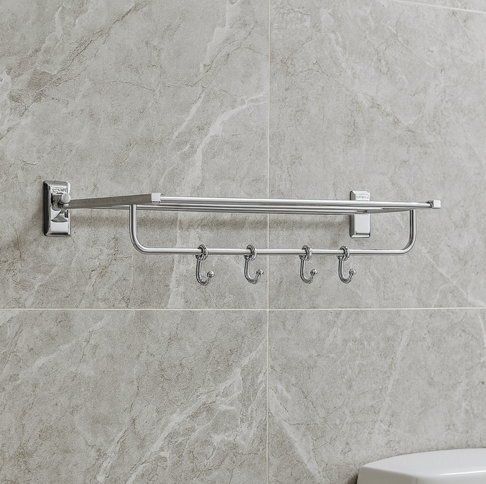 Bassino Stainless Steel Bathroom Towel Rack/Soap Stand/Soap Dish for Batroom/Bathroom Accessories (Chrome Finish) (Towel Rack) – Made in India