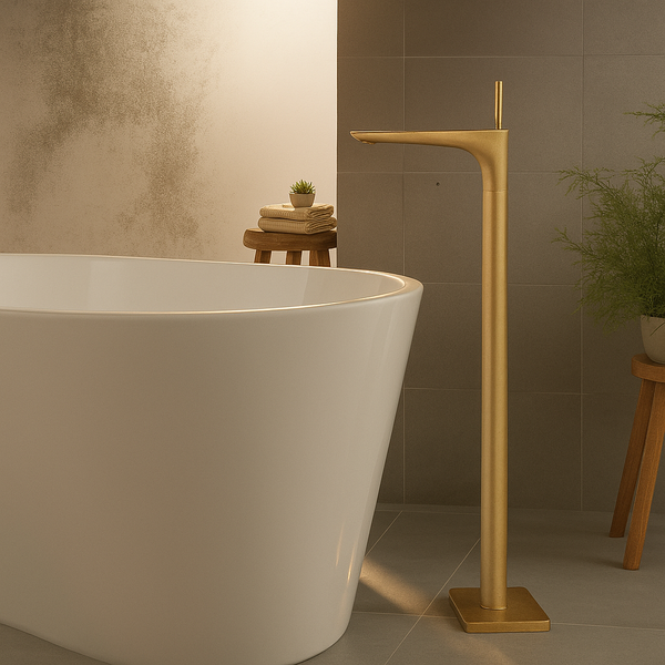 Bassino Antique Finish Floor-Mounted Bathtub Mixer Tap – Freestanding Tall Body Bath Filler
