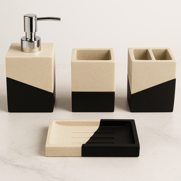 Dual Shade Bathroom Accessory Set - 4 Pieces Yellow