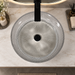 Clear round glass table top wash basin 400x400x120 mm with fluted ribbed design, modern transparent countertop basin for luxury bathrooms