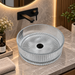 Clear round glass table top wash basin 400x400x120 mm with fluted ribbed design, modern transparent countertop basin for luxury bathrooms