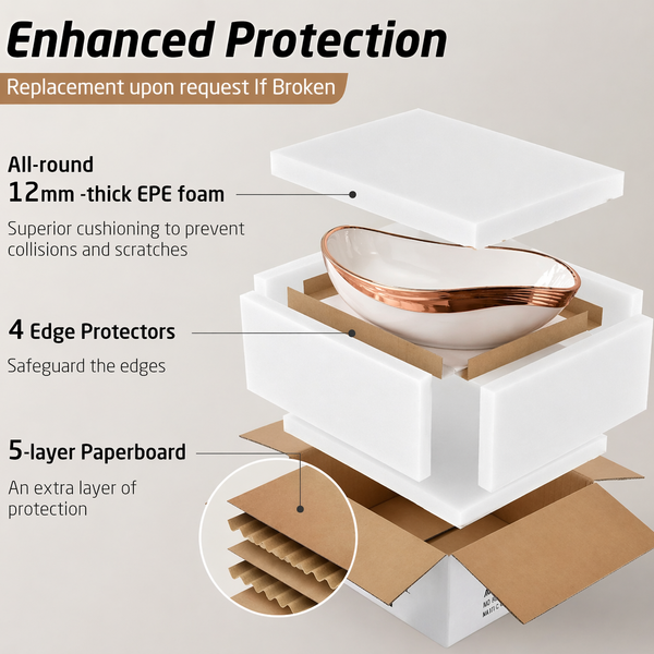Bassino Luxury Counter Top Wash Basin in Rose Gold | Designer Table Top Basin | Approx. 20 × 14 × 6 Inches Rose gold