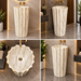 Cream marble pattern round scalloped freestanding pedestal wash basin 18.9 x 18.9 x 32.7 inch with fluted flower-inspired design for luxury bathroom
