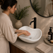 Designer Ceramic Table Top Wash Basin, Matt Marble Finish 