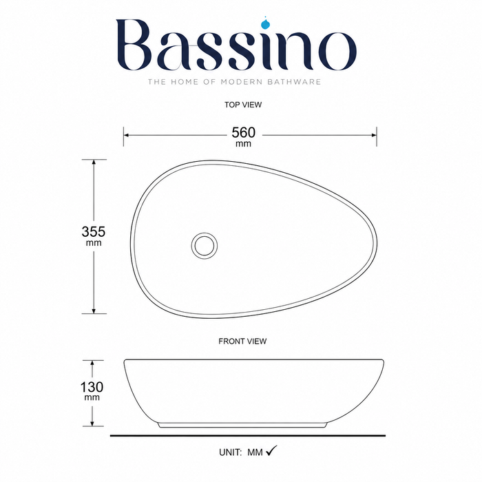 Designer grey and white marble pattern table top wash basin 560 × 355 × 130 mm with glossy finish and asymmetrical oval shape for modern luxury bathrooms.