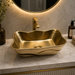 Dual Tone Countertop Wash Basin White and Gold