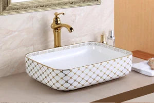 BASSINO Ceramic Wash Basin Countertop Tabletop Bathroom Sink Wash Basin(500x400x130mm)