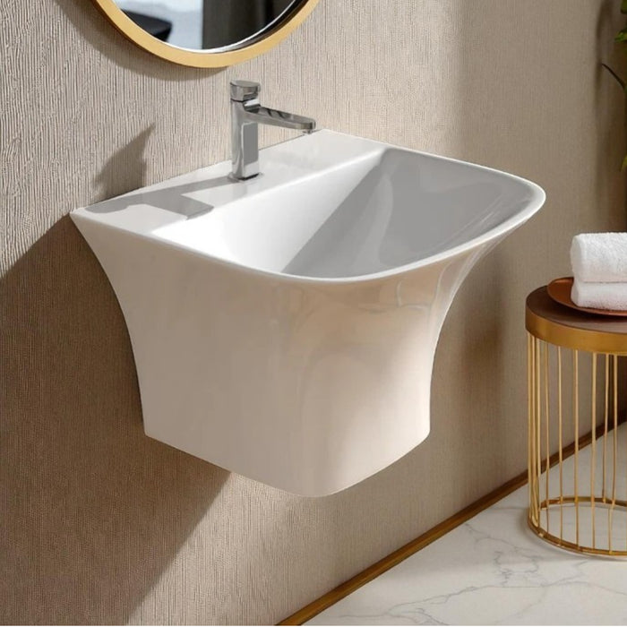 Ceramic Wall Mount Half Pedestal Wash Basinb(size-19x17x13 Inch)BPB-648
