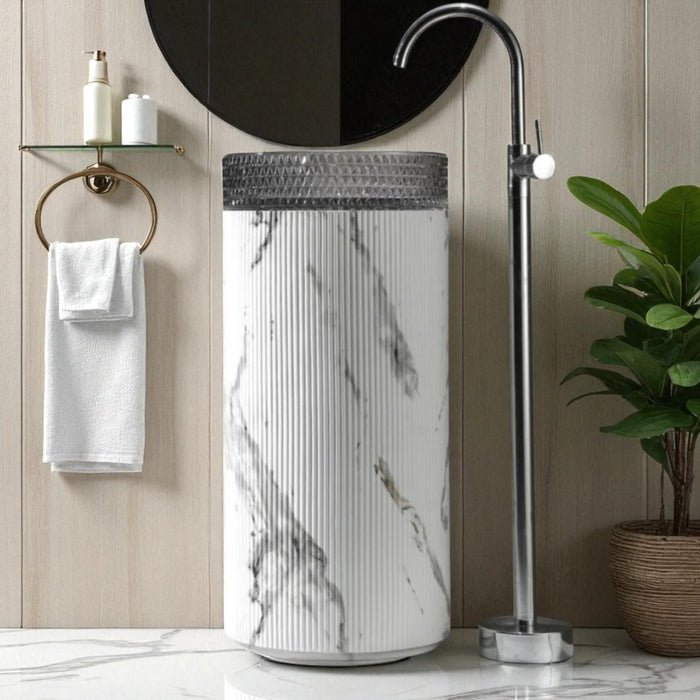 Glass Pedestal Wash Basi,size-16x16x34 Inch