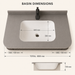 Floating grey bathroom vanity with two drawers, gold knobs and white basin