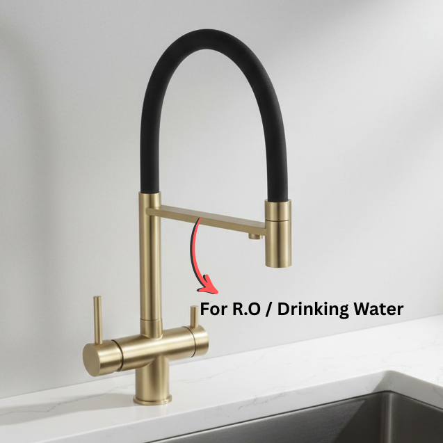 BASSINO Luxury Pull-Down Modern Kitchen Faucet Kitchen Mixer Tap | 5 Years Warranty Brushed Gold