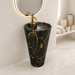 Ceramic Pedestal Wash Basin With Tap-Hole | Black-Gold