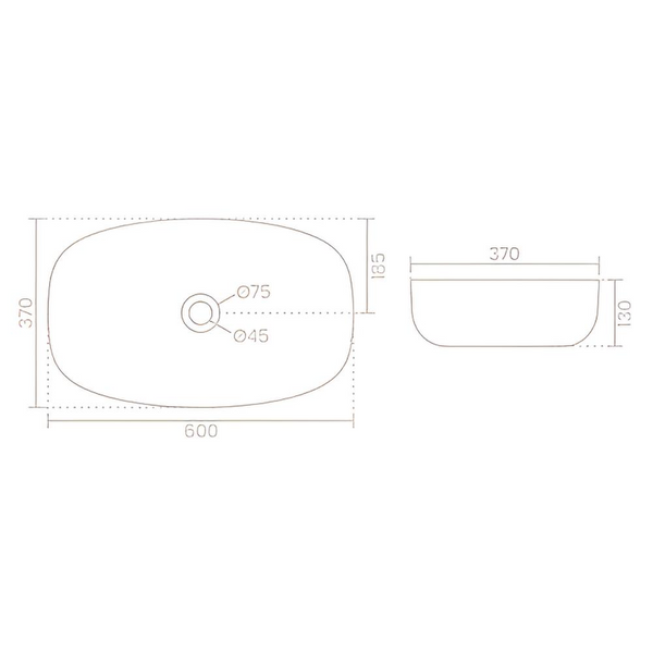 Premium Aesthetic Ceramic White Oval Table Top Basin (GLOSTER) (600x370x130mm)