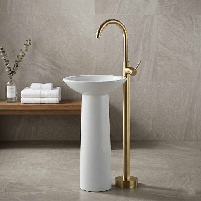 Bassino Free Standing Basin Mixer Tap –  Floor Mounted Faucet for Pedestal Basins