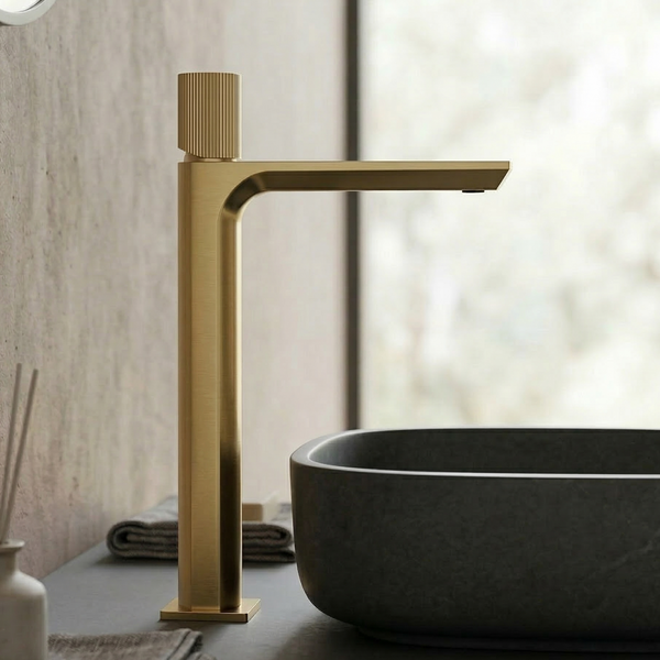BASSINO Duke Series – Tall Heavy Basin Mixer Full Brass Faucet Gold Matt