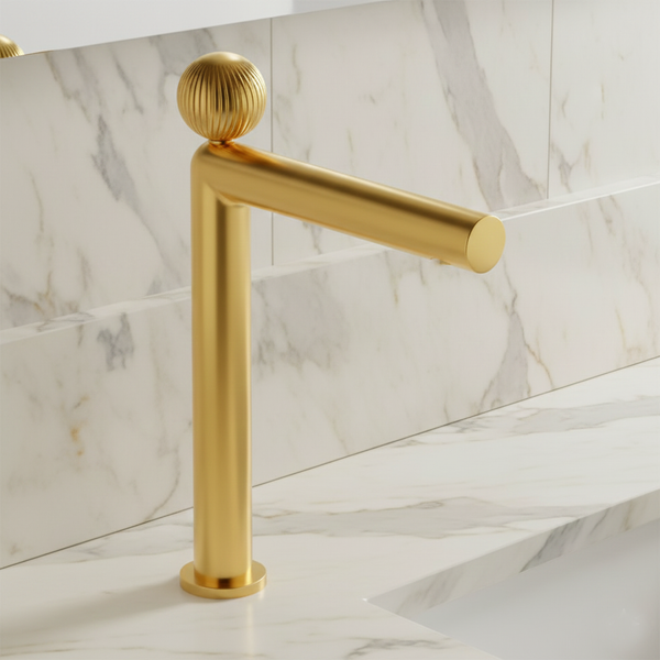 BASSINO Modern Crown Long Body Luxury Basin Faucet | 3 years Warranty Gold