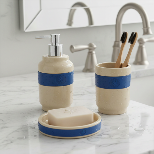 Ceramic Bathroom Set – 3-Piece Premium Bath Accessory Set Beige