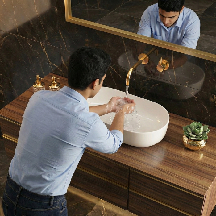 Premium Ceramic Table Top Basin (STANZA 610x330x130mm)