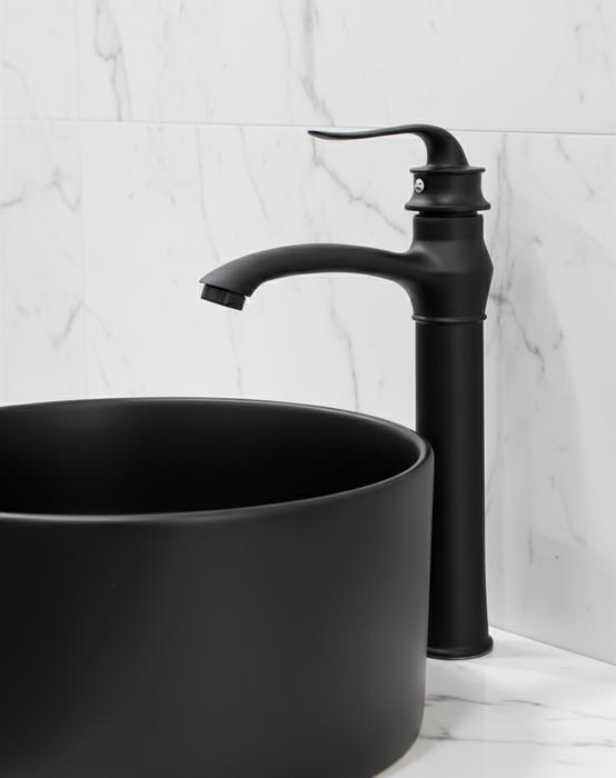 BASSINO Stylish Bathroom Faucet with Single Lever -Bathroom Basin Faucet of Brass - Hot and Cold Water Mixer Tap for Bathroom (Black) NX-2126