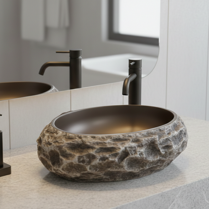 Modern Home Accent Countertop Wash Basin – Matt Artificial Stone Basin | 500×390×150 mm