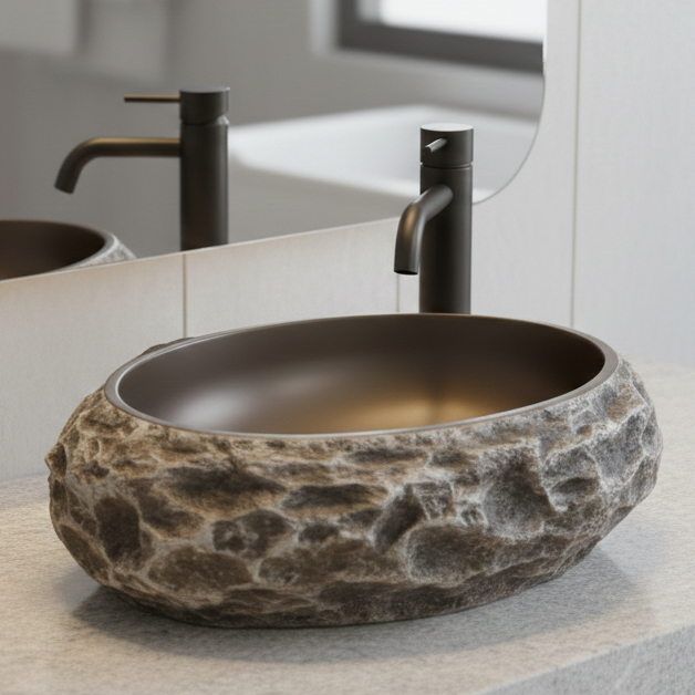Modern Home Accent Countertop Wash Basin – Matt Artificial Stone Basin | 500×390×150 mm