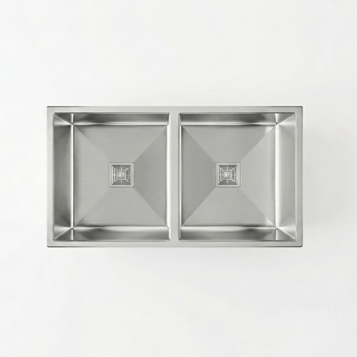 Premium SS 304 Grade Double Equal Bowl Kitchen Sink, Matte Finish, 32x18x9 In, 25 Years Warranty