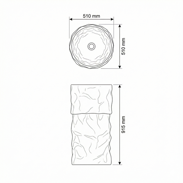 Luxury Sculpted Artificial Pedestal Basin | Designer Freestanding Wash Basin | 20 × 20 × 36 In - ZXPB/67