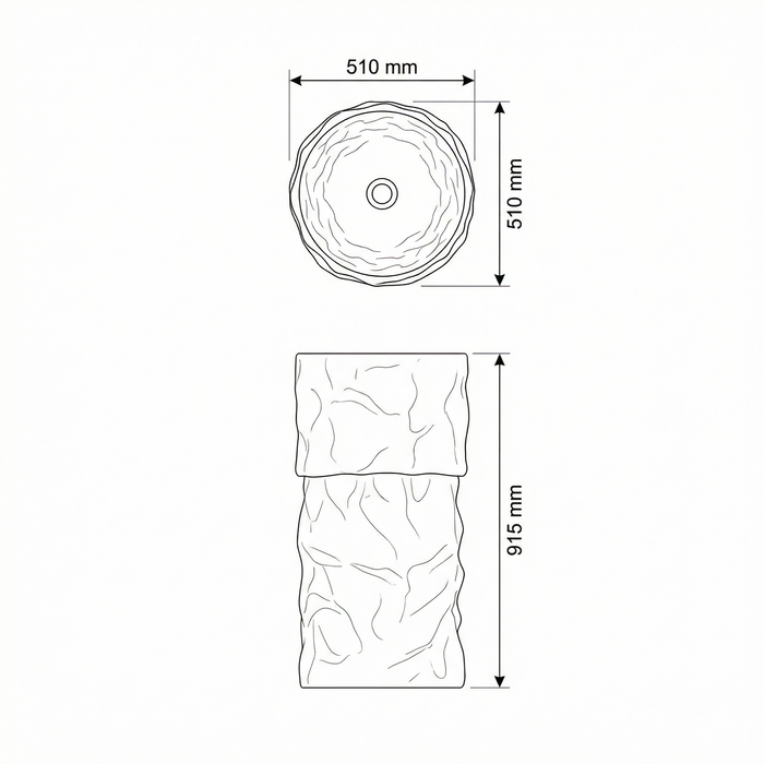 Luxury Sculpted Artificial Pedestal Basin | Designer Freestanding Wash Basin | 20 × 20 × 36 In - ZXPB/67