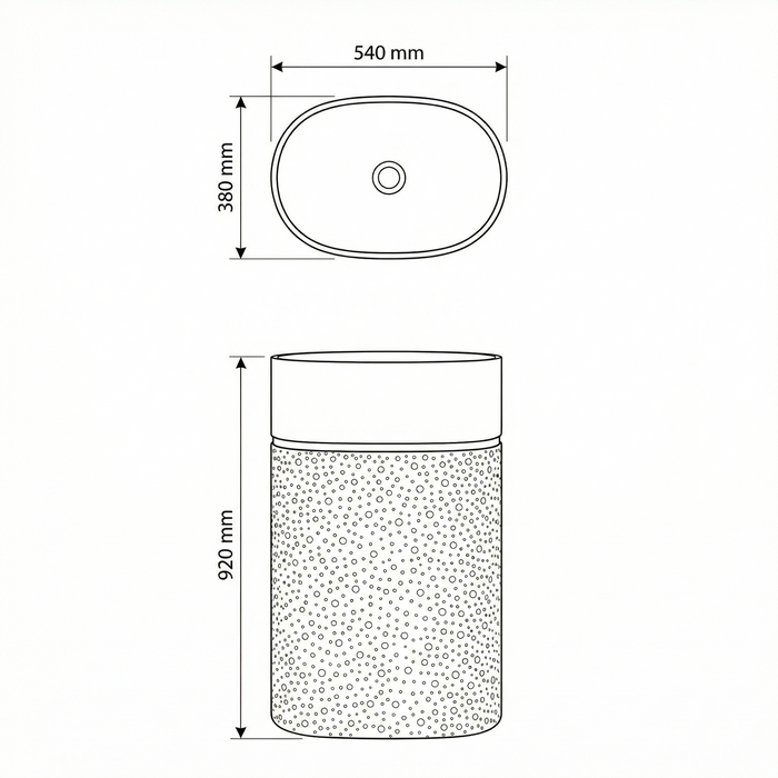 Luxury Artificial Pedestal Basin with Gold Accent | Designer Freestanding Wash Basin | 21 × 15 × 36 In White