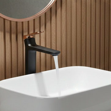 Premium Brass Tall Basin Mixer Tap – Black Rose Gold Finish Tall Size (NCGF 501)