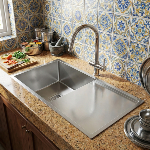 Premium SS 304 Grade Single Bowl Drain Kitchen Sink, Matte, 37x18x9 In, 25 Years Warranty