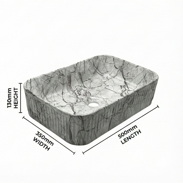 Glossy Marble Rectangular Countertop Wash Basin – (20" × 13" × 5.5" IN)