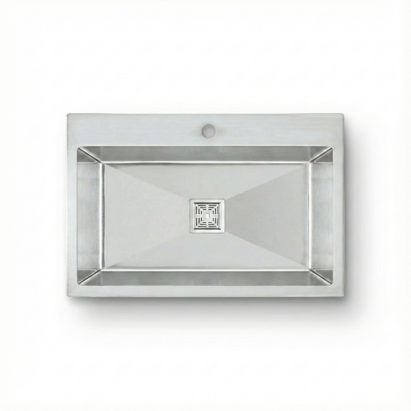Handmade SS 304 Grade Single Bowl Kitchen Sink, Matte Finish, 32x18x9 In, 25 Years Warranty