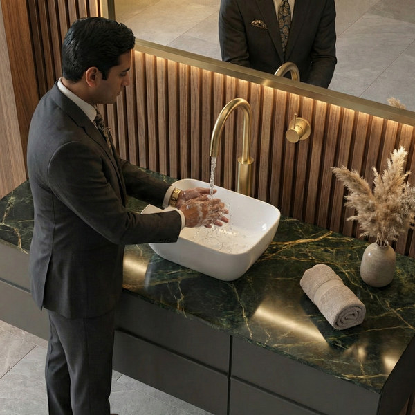 Premium Table Top Ceramic Spacious Vessel Basin (ROCKY 14") (365x280x140 mm)