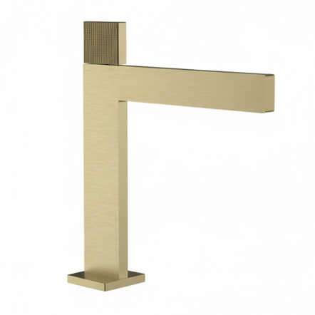 Premium Brass Tall Basin Mixer Faucet, Brushed Gold Finish (Hot & Cold) NCGF-515 – 5 Years Warranty